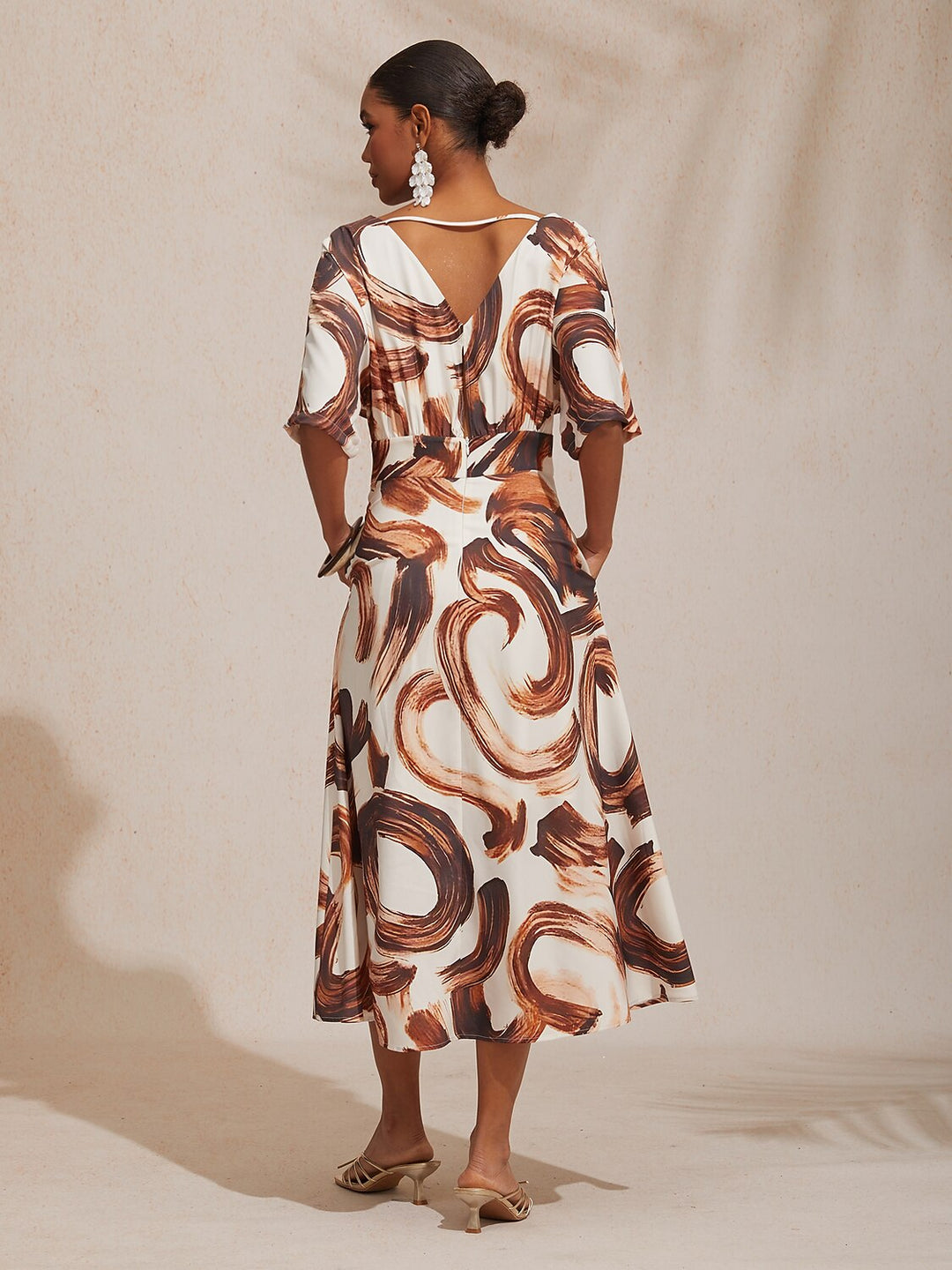 MARIELLA | Abstract Print Satin Maxi Dress