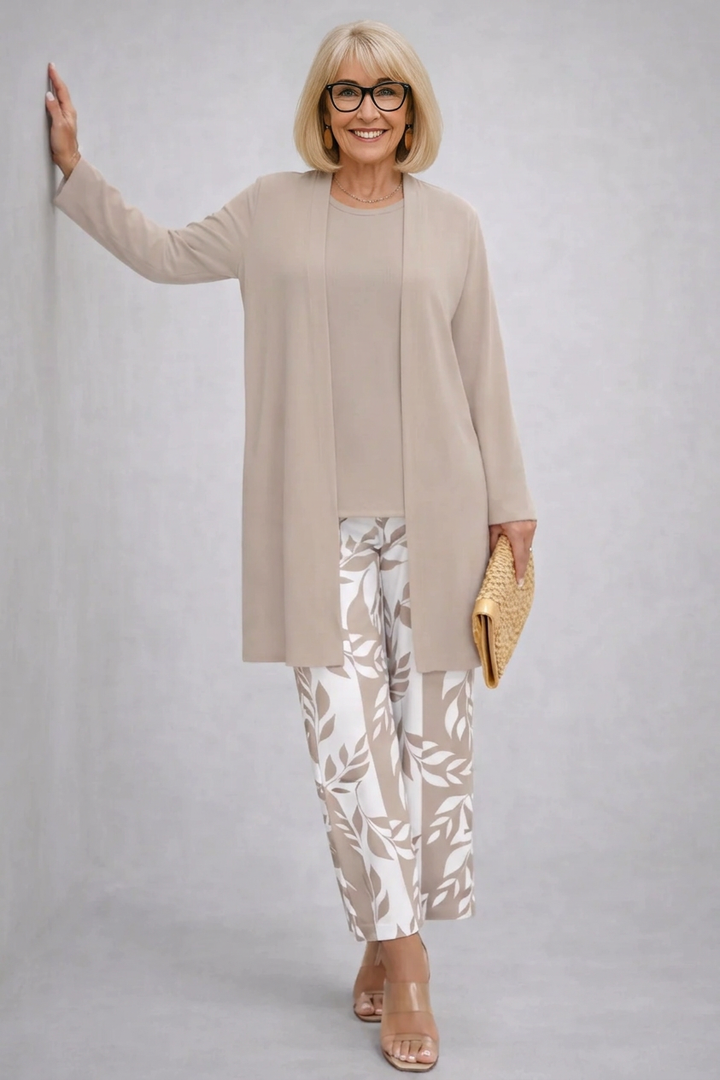 MIRELLE | Elegant 3-Piece Set with Longline Cardigan