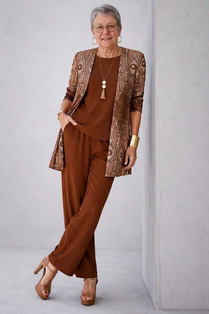 VIVIEN | Elegant 3-Piece Set with Longline Cardigan