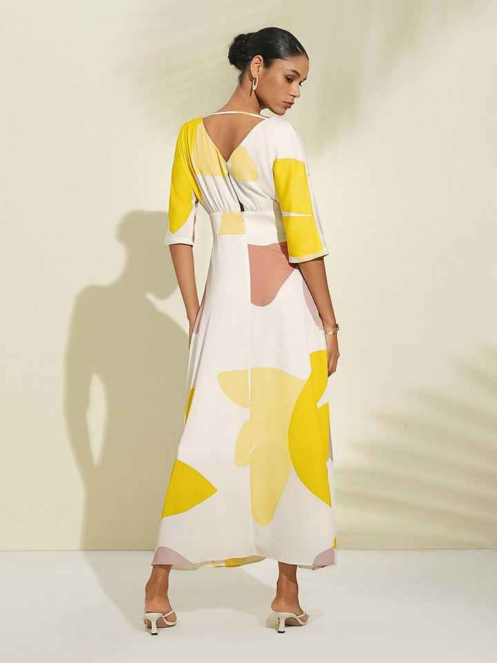 MARIELLA | Abstract Print Satin Maxi Dress