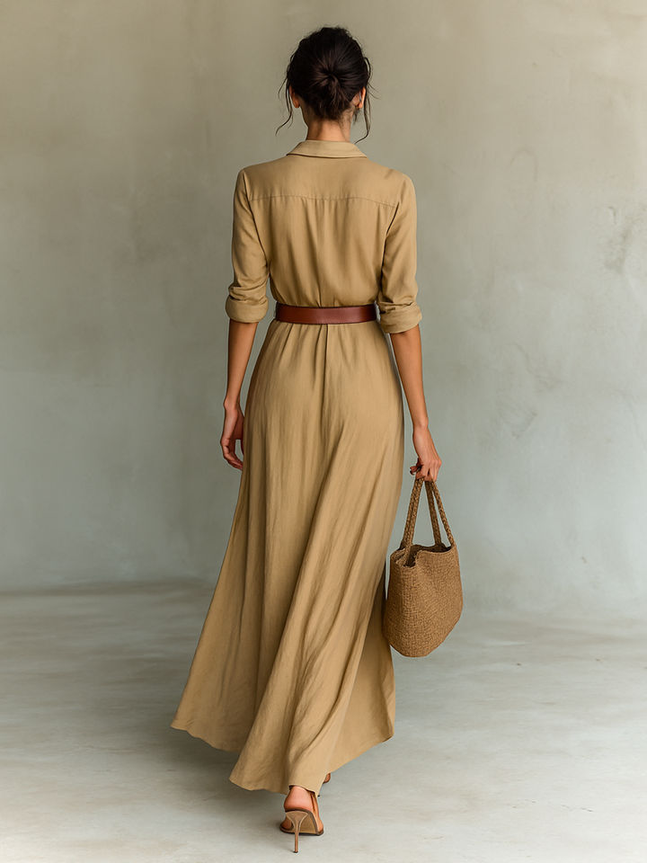 VICTORIA | Flowing Maxi Dress with Lapel Collar