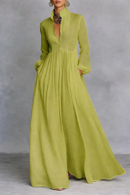 GRACE | Flowing Button-Front Maxi Dress with Relaxed Fit