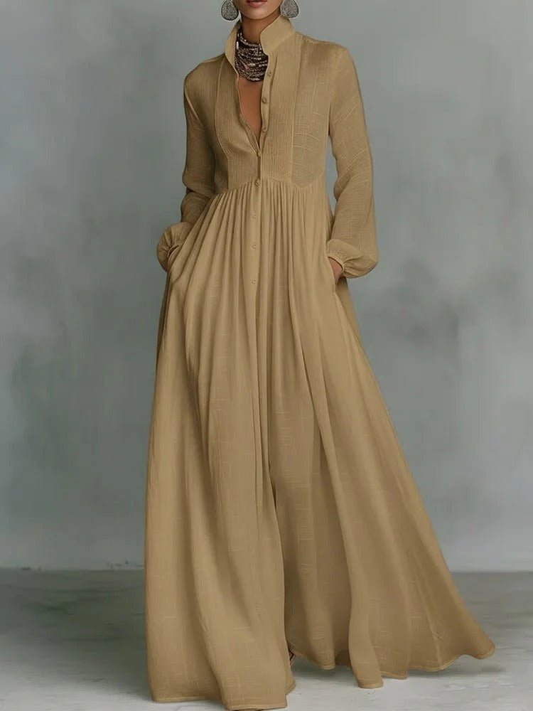 GRACE | Flowing Button-Front Maxi Dress with Relaxed Fit