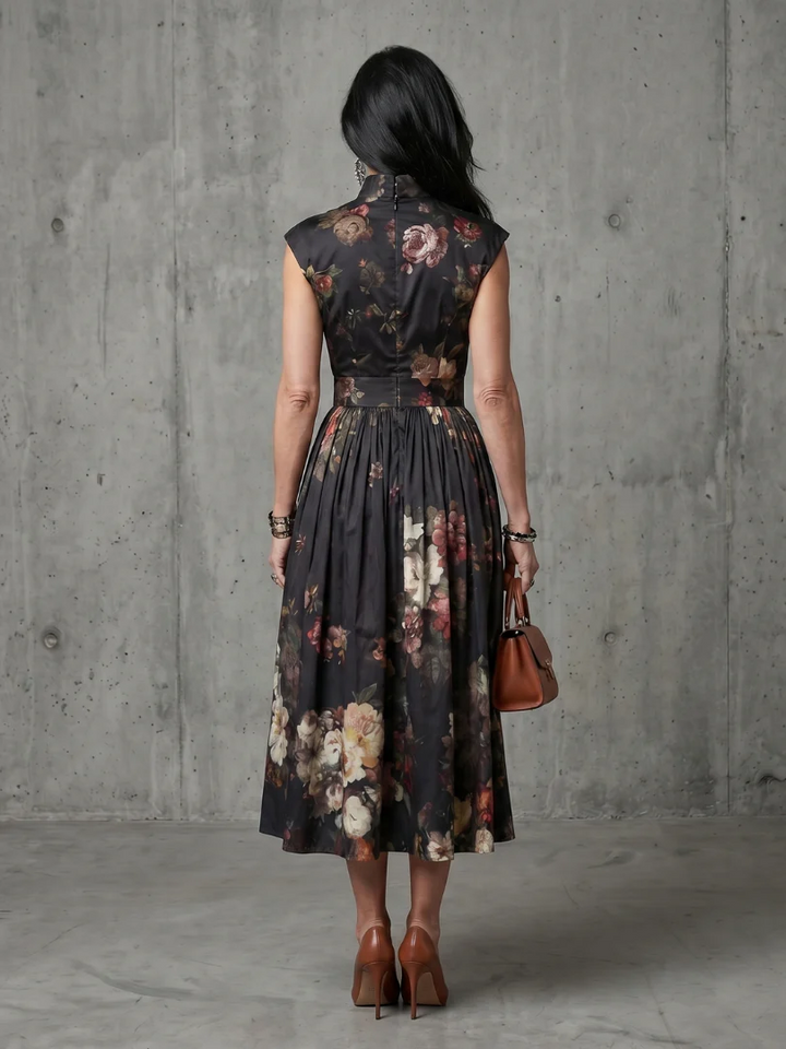 GRETA | High-Neck Midi Dress - Flattering Fit