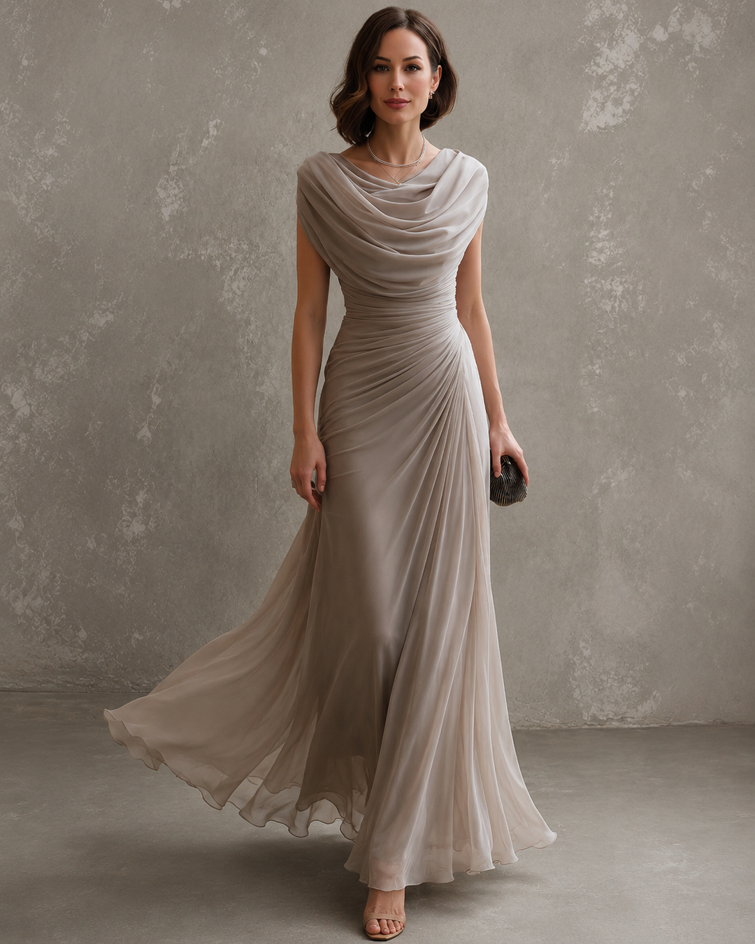 LUCIENNE™ | DRAPED COWL-NECK MAXI DRESS