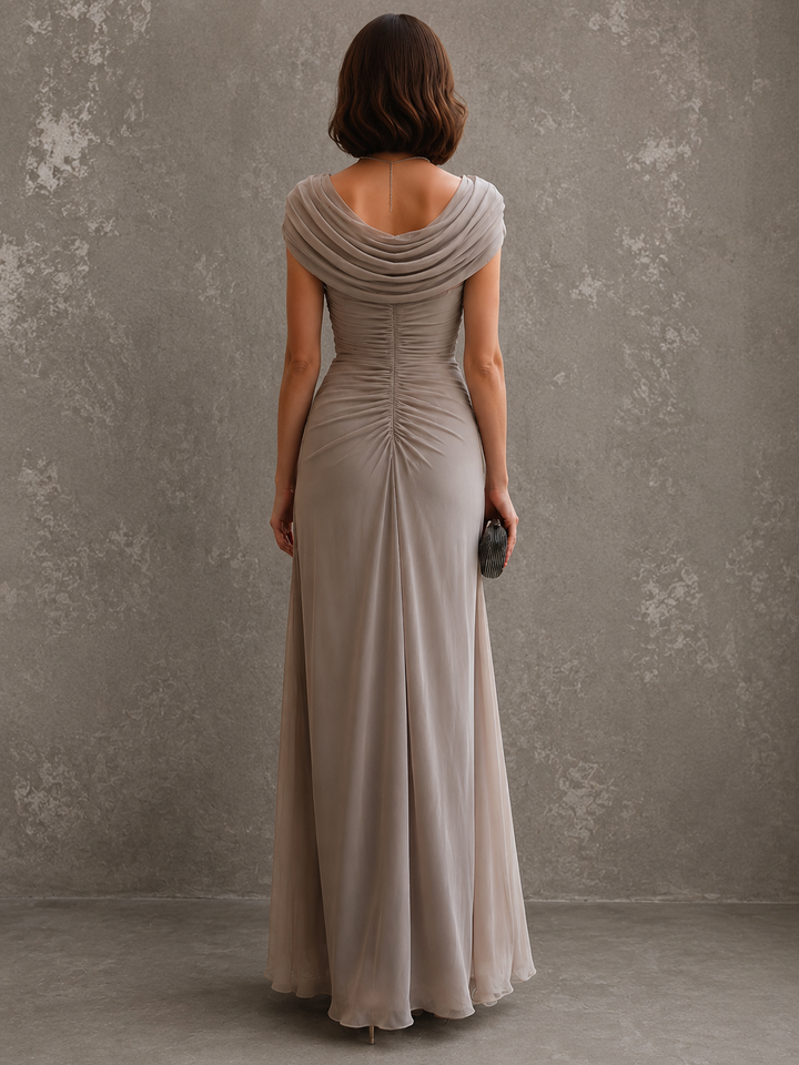 LUCIENNE™ | DRAPED COWL-NECK MAXI DRESS