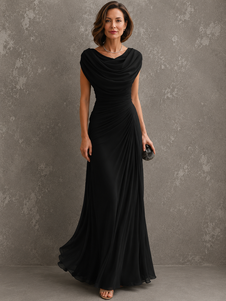 LUCIENNE™ | DRAPED COWL-NECK MAXI DRESS
