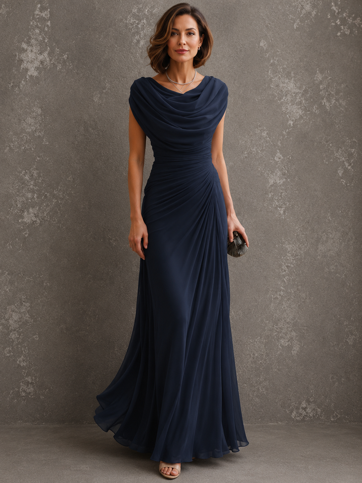 LUCIENNE™ | DRAPED COWL-NECK MAXI DRESS