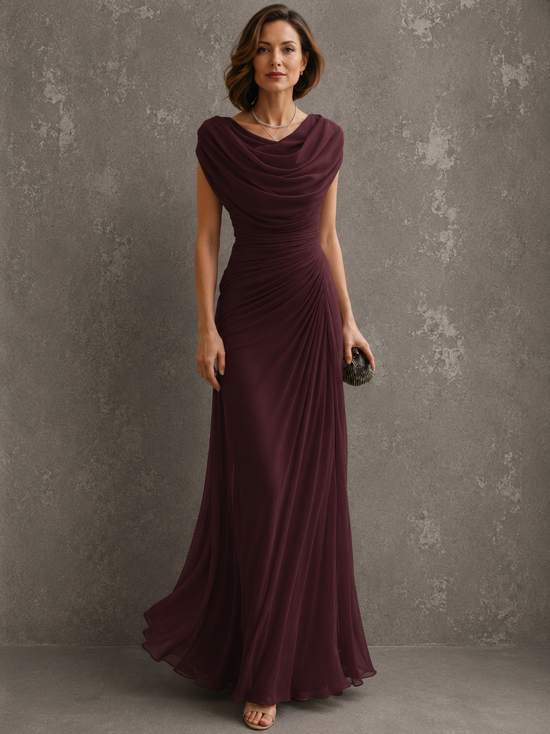 LUCIENNE™ | DRAPED COWL-NECK MAXI DRESS