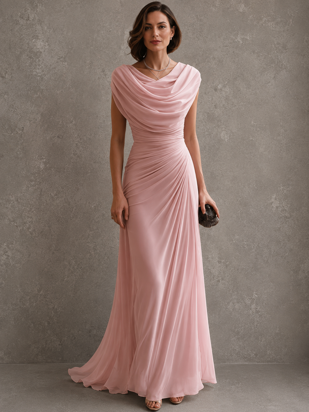 LUCIENNE™ | DRAPED COWL-NECK MAXI DRESS