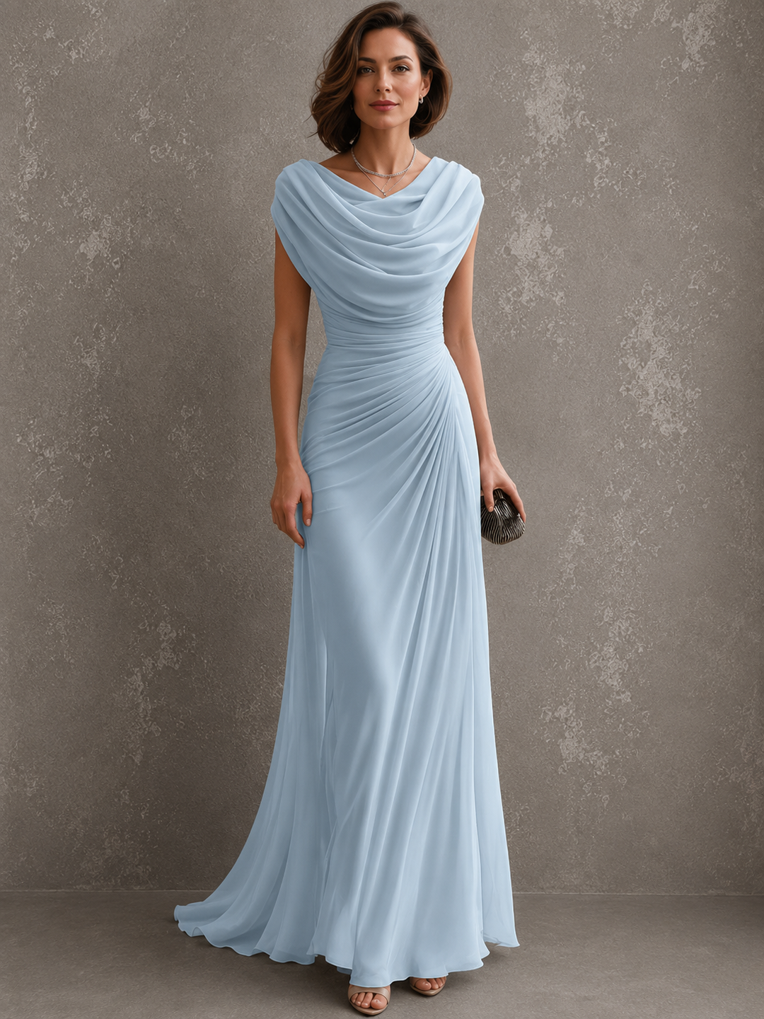 LUCIENNE™ | DRAPED COWL-NECK MAXI DRESS