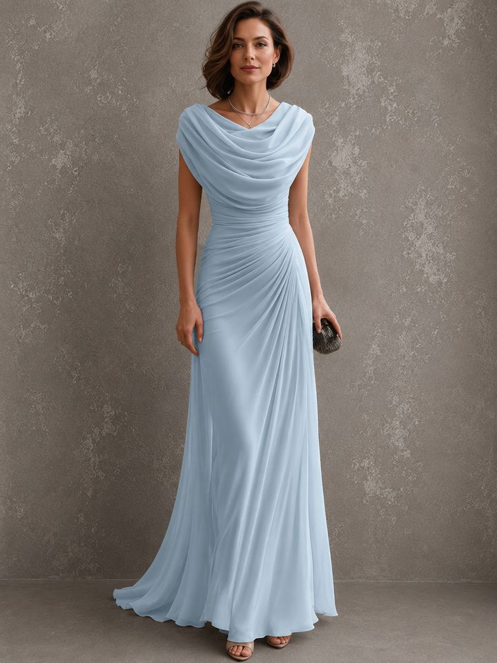 LUCIENNE™ | DRAPED COWL-NECK MAXI DRESS