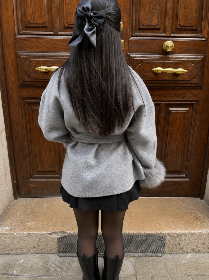 ELEGANT BELTED FAUX FUR COAT