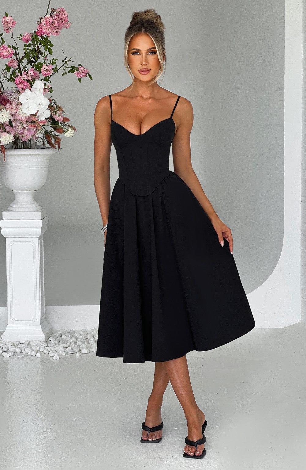 MARIETTA | Elegant Midi Dress with Sculpted Silhouette