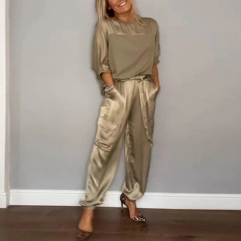 SOLENE™ | SATIN CARGO TWO-PIECE SET