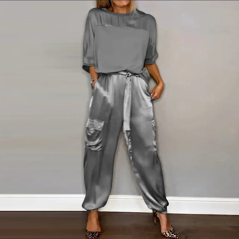 SOLENE™ | SATIN CARGO TWO-PIECE SET