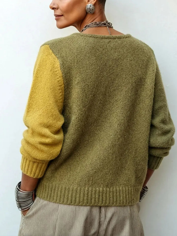 CLEMENTINE™ | COLOR-BLOCK BUTTON KNIT SWEATER