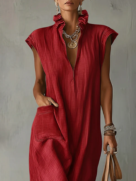 ELARA | Ruffle Maxi Dress with Flowing Fit