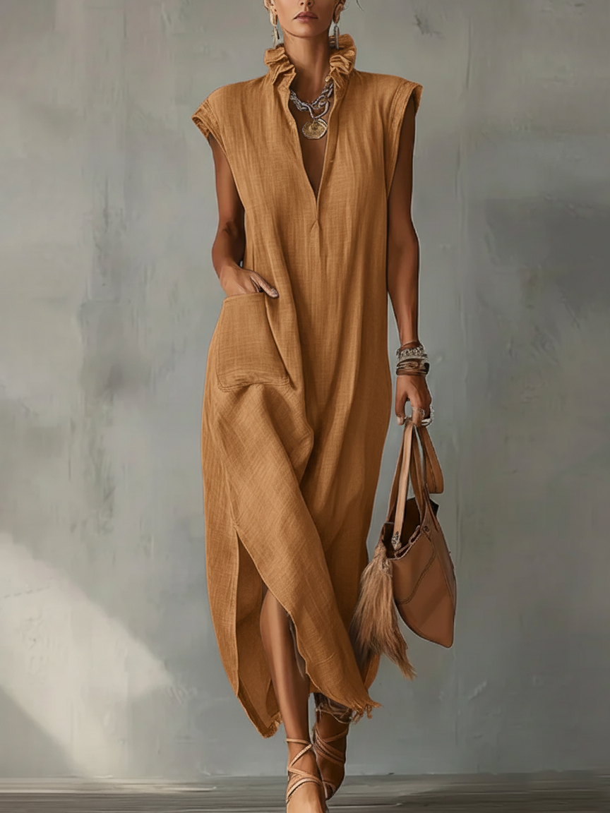 ELARA | Ruffle Maxi Dress with Flowing Fit