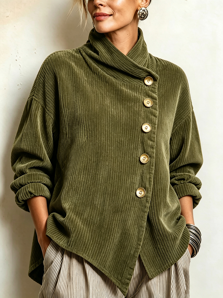 ODETTE™ | CORDUROY BUTTON SWEATER