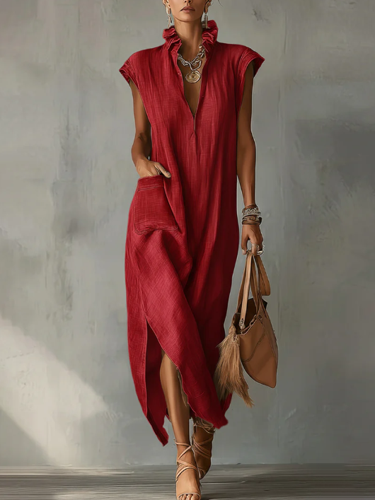 ELARA | Ruffle Maxi Dress with Flowing Fit
