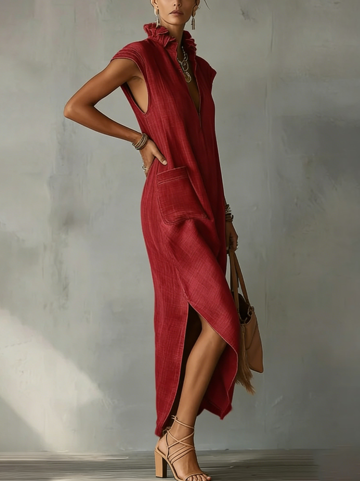ELARA | Ruffle Maxi Dress with Flowing Fit