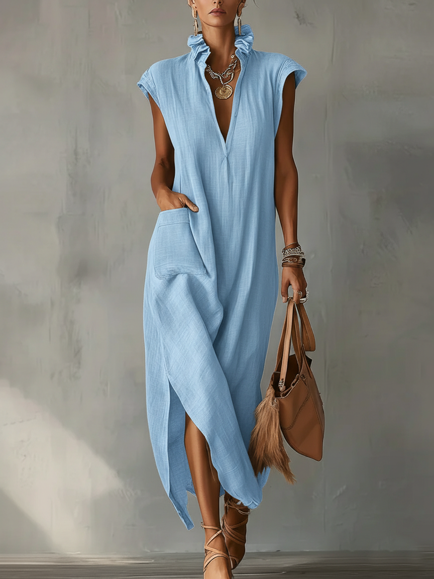 ELARA | Ruffle Maxi Dress with Flowing Fit