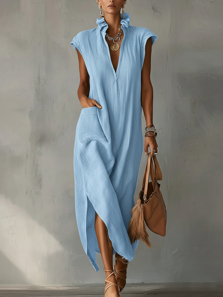 ELARA | Ruffle Maxi Dress with Flowing Fit