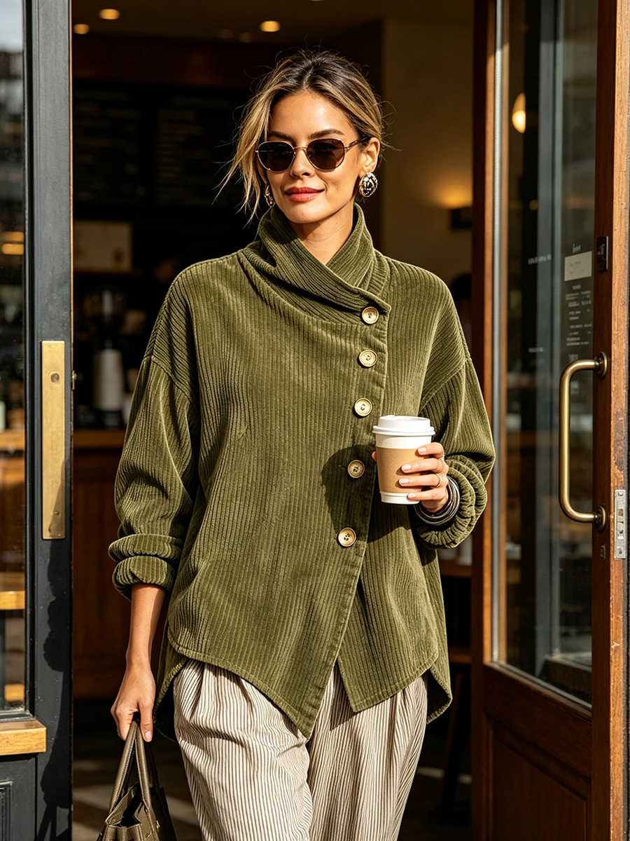 ODETTE™ | CORDUROY BUTTON SWEATER