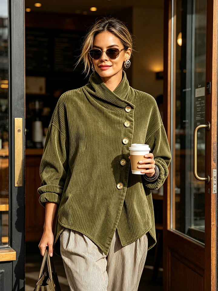 ODETTE™ | CORDUROY BUTTON SWEATER