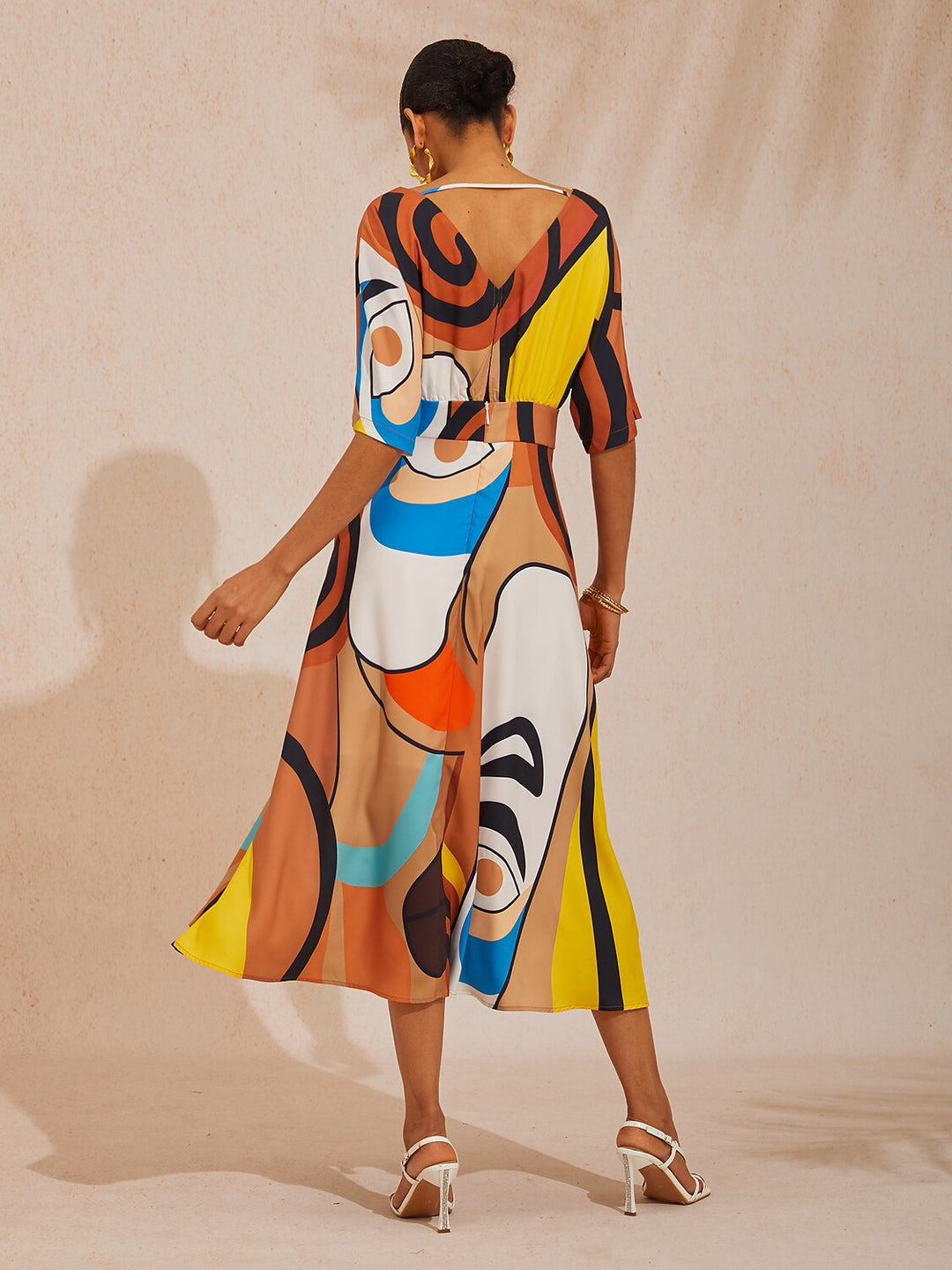 MARIELLA | Abstract Print Satin Maxi Dress