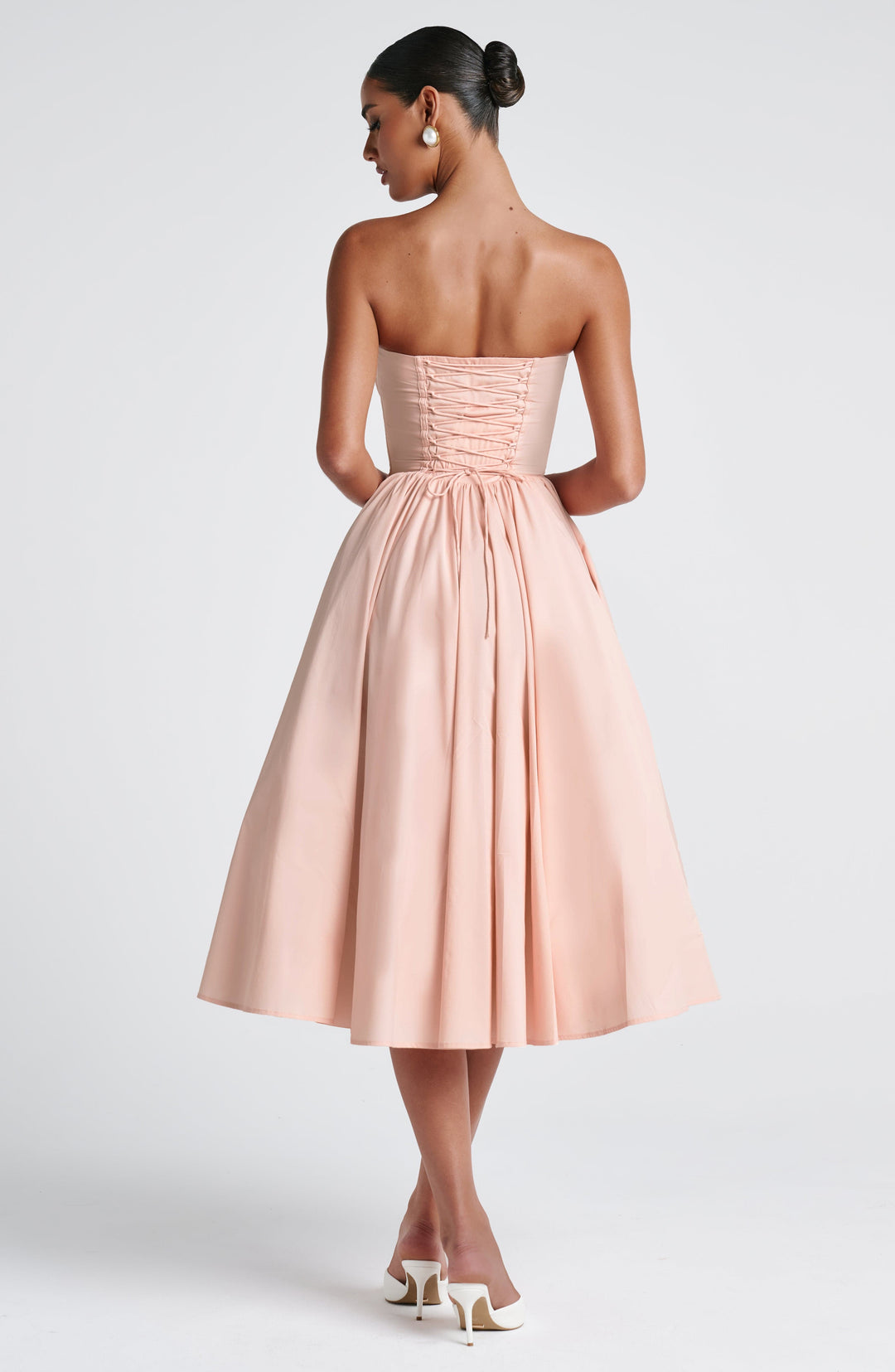 STELLA | Sweetheart Midi Dress with Corset Waist &amp; Full Skirt