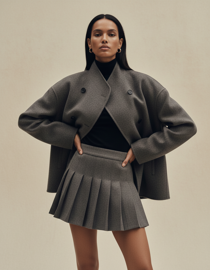 ASYMMETRICAL BUTTON LONGLINE COAT