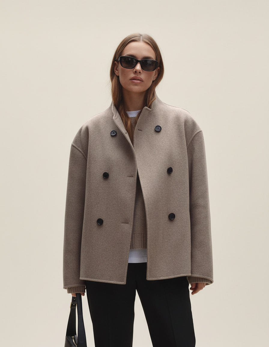 ASYMMETRICAL BUTTON LONGLINE COAT