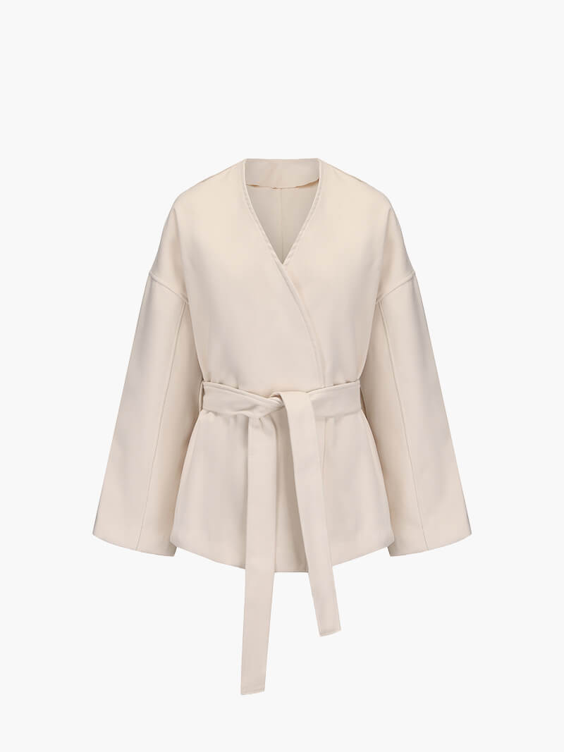 ELEGANT TIE-WAIST TAILORED COAT