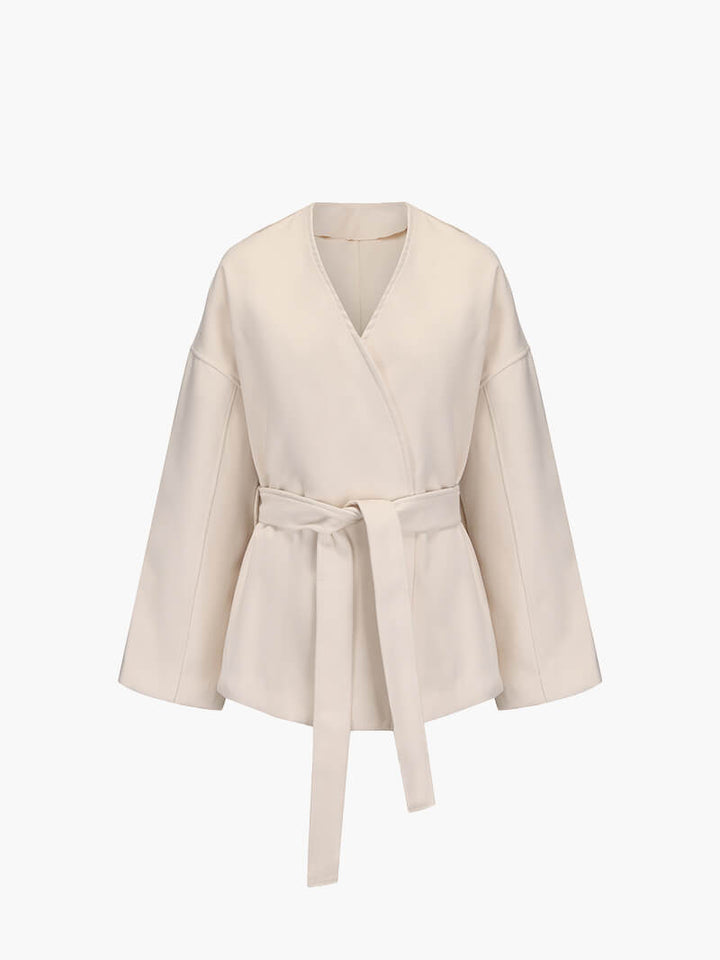 ELEGANT TIE-WAIST TAILORED COAT