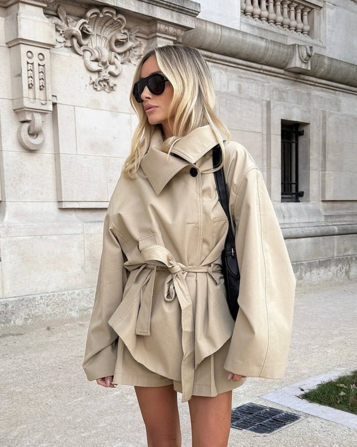 OVERSIZED BELTED SHORT TRENCH COAT